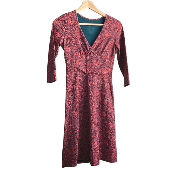 Patagonia 3/4 sleeve V neck Margot Dress Organic Cotton - Picture 1 of 4